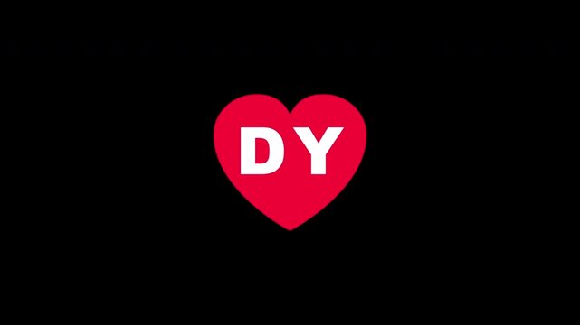 Pulsing Red Heart Icon With Dy D+y D Y Breathing Love Symbol Loop Animation On Black Background