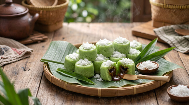 putu cake tradisional indonesian food
