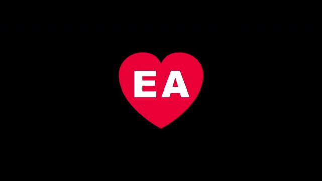 Pulsing Red Heart Icon With Ea E+a E A Breathing Love Symbol Loop Animation On Black Background