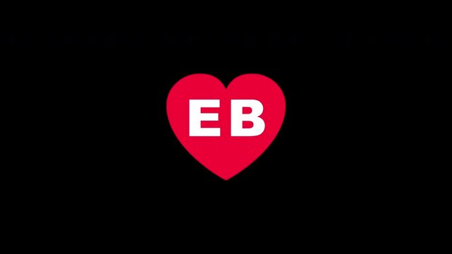 Pulsing Red Heart Icon With Eb E+b E B Breathing Love Symbol Loop Animation On Black Background