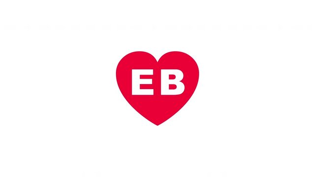 Pulsing Red Heart Icon With Eb E+b E B Breathing Love Symbol Loop Animation On White Background