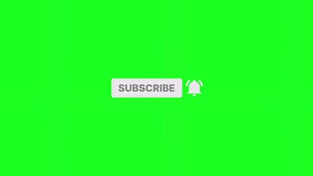 Subscribe button with bell icon on green screen background for social media and video content creation purposes online