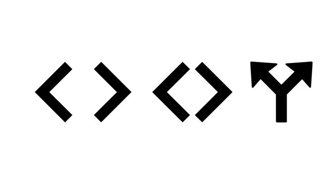 Black arrow icons and navigation symbols including directional chevron indicators for user interface and wayfinding signage
