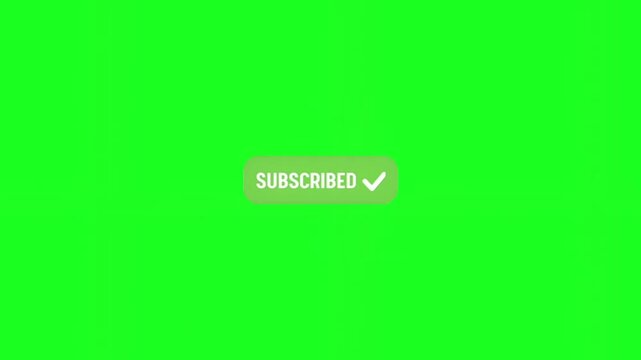 A bright green background with a green subscribed button and white text and checkmark