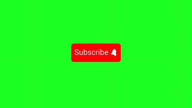 A bright green background with a red subscribe button and a bell icon