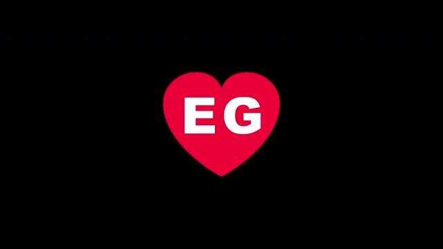Pulsing Red Heart Icon With Eg E+g E G Breathing Love Symbol Loop Animation On Black Background