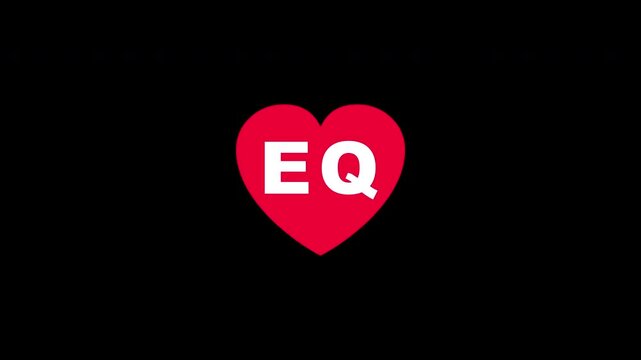 Pulsing Red Heart Icon With Eq E+q E Q Breathing Love Symbol Loop Animation On Black Background
