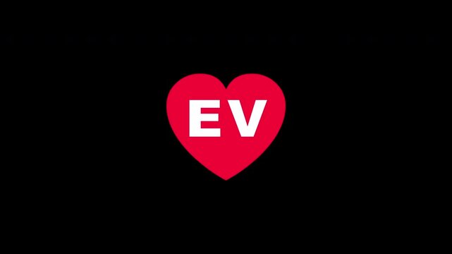 Pulsing Red Heart Icon With Ev E+v E V Breathing Love Symbol Loop Animation On Black Background