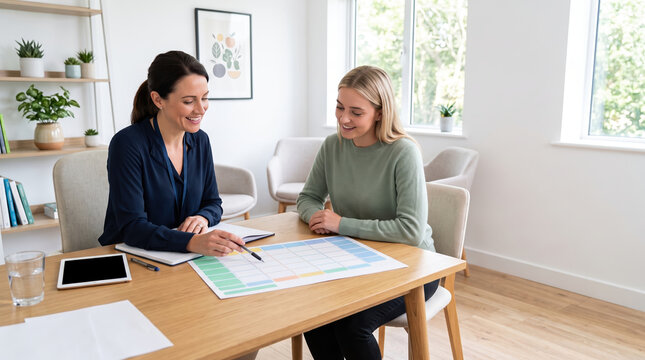 Dietitian assisting client with personalized meal planning for healthy eating