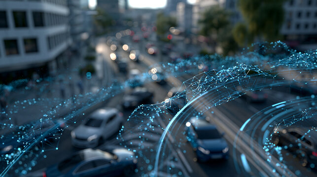 A clean futuristic traffic monitoring system concept on a bright background traffic monitoring futuristic transportation technology smart city sensors automotive