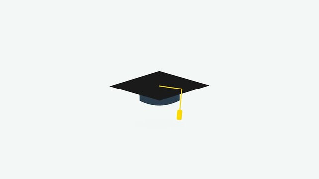 Graduation Cap Icon Animated on a Clean Minimalist Background