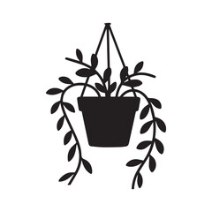 Hanging Ports Houseplant Silhouette Vector Graphic Design.  © shahariea