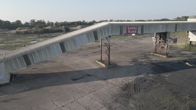 Drone Orbit of Abandoned Industrial Conveyor Building