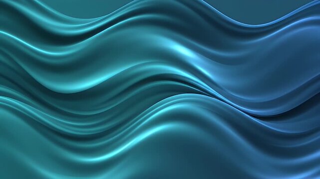 Abstract dynamic turquoise and blue fluid waves background illustration design element template