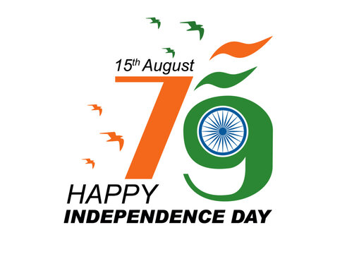 79th India Independence Day freedom celebration concept or tricolor flag, icon, poster, banner. 15 August Celebration 79th Independence Day 2026. template design. 79th Years Anniversary.