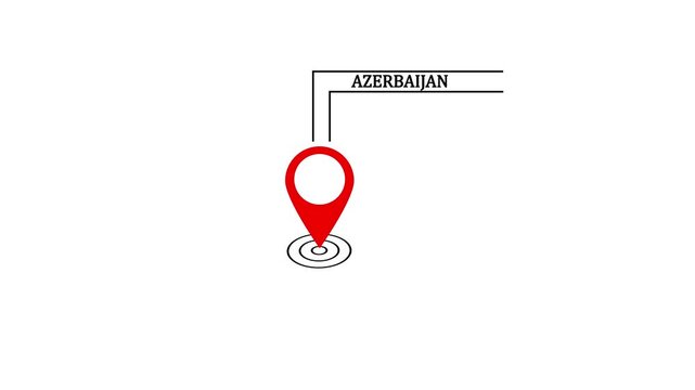 AZRBAIJAN  location marker animation on transparent background. AZRBAIJAN map label with location pin symbol. AZRBAIJAN map with destination location concept.4k video