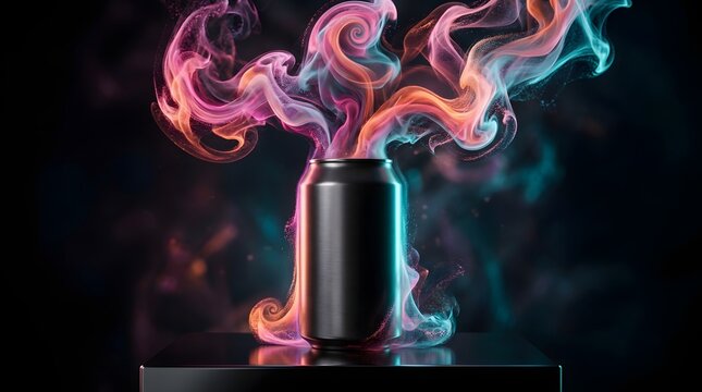Colorful smoke coming out of two vapes