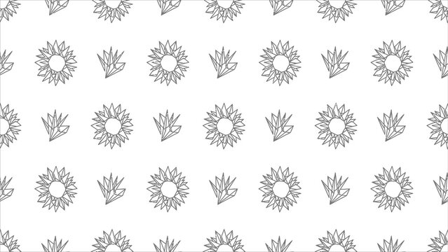 Botanical line art sunflower seamless pattern wallpaper