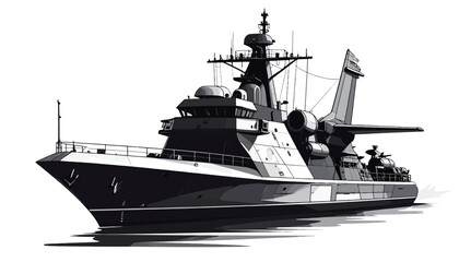 Modern naval warship with missile launcher. © daeng