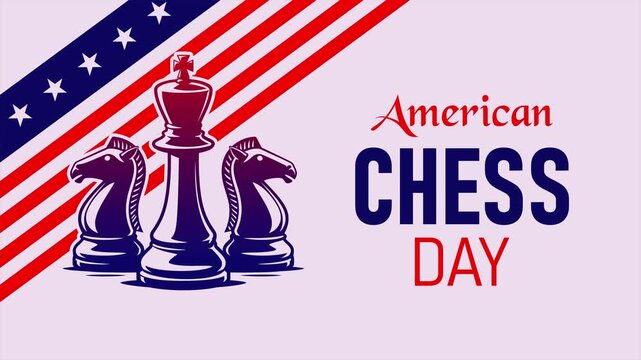 American Chess Day Animated Background with Chess Pieces