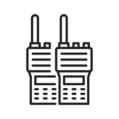 Obraz premium Police radio walkie talkie set line icon