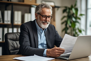 Fototapeta premium Businessman reviewing documents at desk