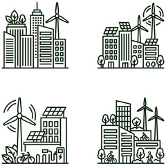Obraz premium Green City Icons Sustainable Urban Living Concepts