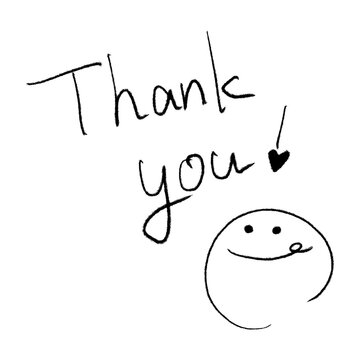 サンキュー　ありがとう　thank you    スマイル　笑顔　ニコニコ　にこにこ　お礼　プレゼント　テキスト　手書き　イラスト