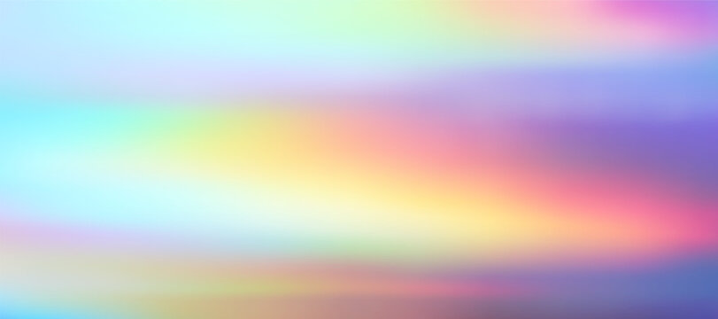 Iridescent pearl gradation background with pastel nacre ombre. Luxury pearlescent silk gradient backdrop with soft aurora texture. Holograph rainbow foil with sunlight reflection. Realistic vector bg