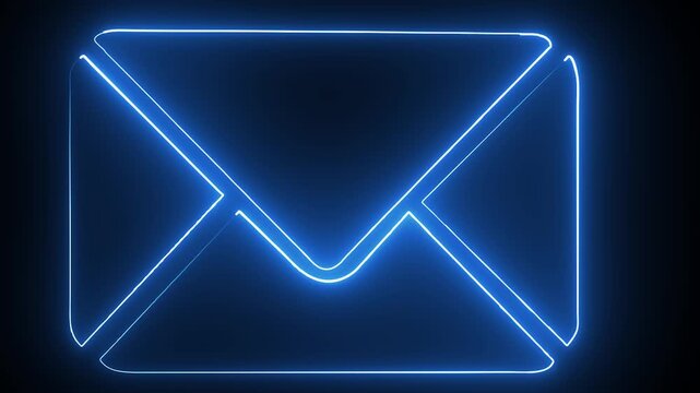 neon color mail envelope icon animated on black background. glowing neon Mail envelope, incoming mail , background 4k visuals