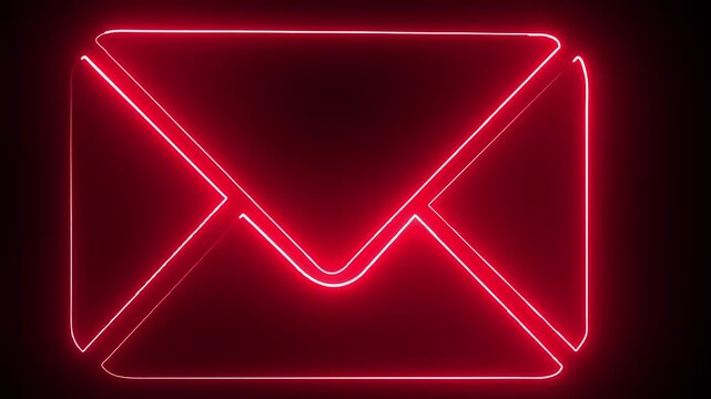 red  neon glowing message box icon animation text box inbox dialogue box chat conversation notification box sign Neon Email Icon 4k video