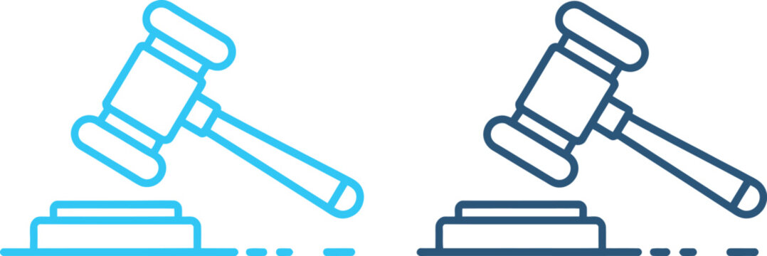 Judge Gavel and Auction Hammer icons representing courtroom justice legal authority bidding and auction concepts vector