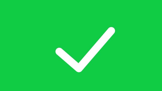 White checkmark icon blinking animation for task completion feedback
