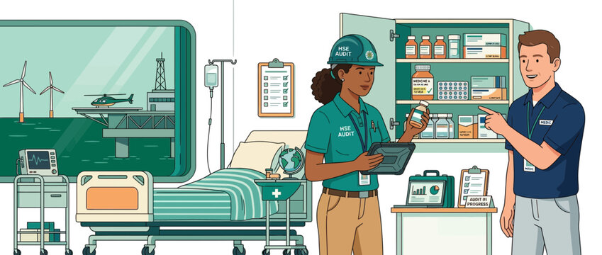 Offshore Wind Farm Medical Rescue & Healthcare Concept