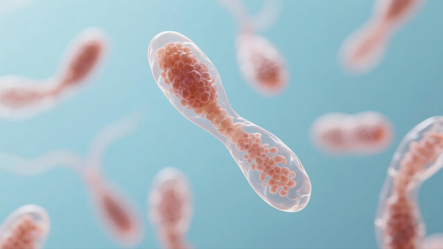 Professional medical illustration themed on amebiasis, a parasitic infectious disease triggered by amoeba protozoans invading human intestines and internal organs. It displays pathogenic mechanisms, c