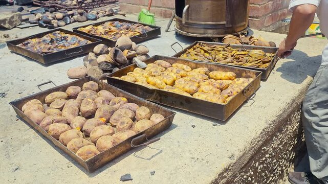 Traditional Peruvian Pachamanca Ancestral Cooking with Hot Stones and Fava Beans