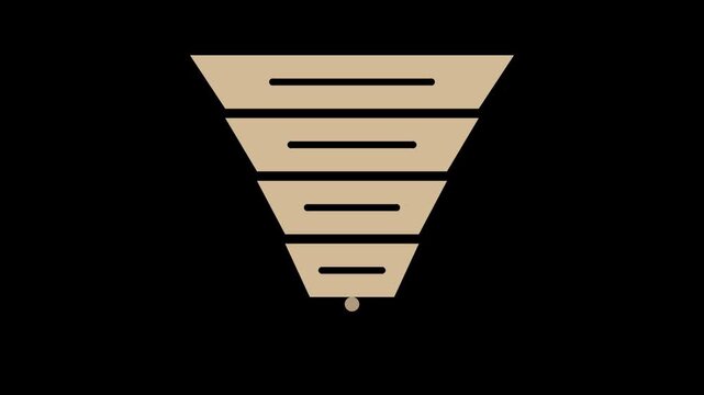 Beige marketing funnel chart stacking layers, business infographic transparent loop animation