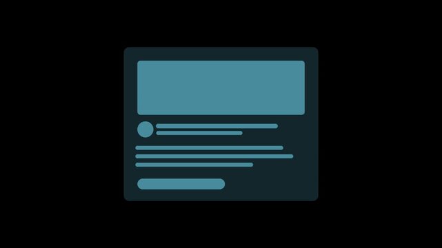 Blue skeleton screen with shimmer loading effect, interface transparent background loop animation