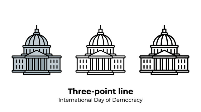 Set of Capitol Building Icons for Democracy Day