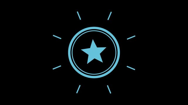 Blue stamp badge slamming down with impact, approval seal transparent background loop animation