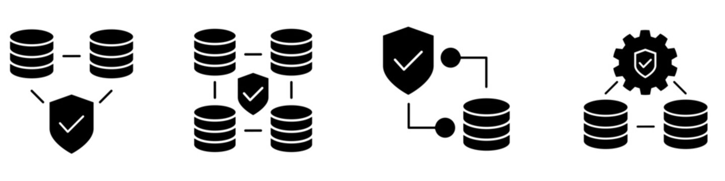 Secure data exchange icon vector set. Protected information transfer illustration sign collection. Encrypted communication symbol. Secure connection logo or mark.