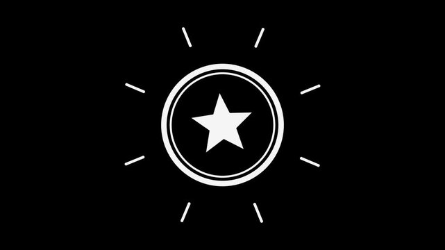 White stamp badge slamming down with impact, approval seal transparent background loop animation