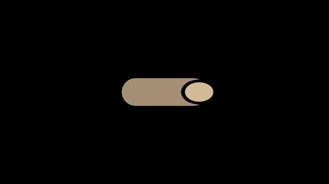 Beige toggle switch turning on and off smoothly, interface element transparent background loop