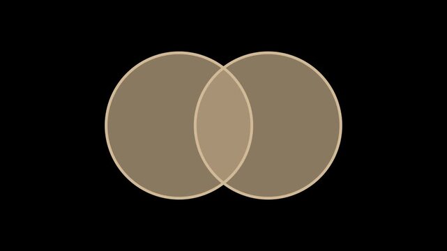 Beige venn diagram circles overlapping smoothly, comparison infographic transparent loop