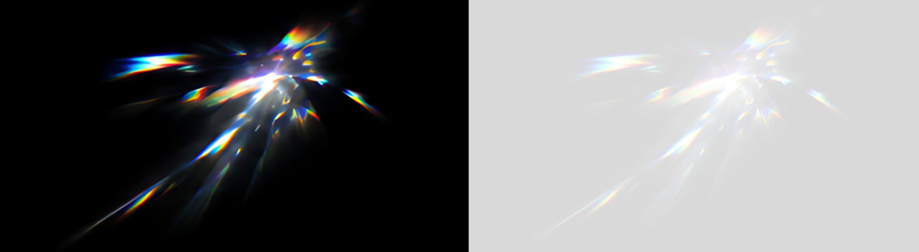 Holographic Crystal Light Effect PNG Featuring Vibrant Rainbow Reflections And Prismatic Optical Dispersion On Transparent Background