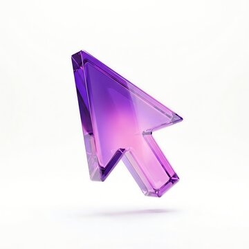 Glass cursor arrow icon in purple gradient color