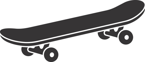 A minimalist skateboard icon representing street sports, skate culture, freestyle riding, and outdoor recreation. Ideal for sports branding, youth lifestyle graphics, activity guides, and urban design © Aikin