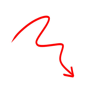 Red curved arrow with flowing hand drawn line