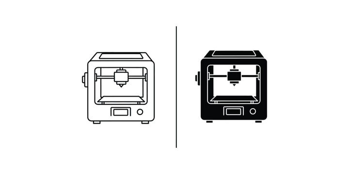 Desktop 3d printer set featuring linear and solid styles for additive manufacturing and prototyping