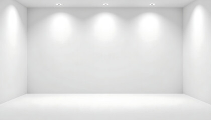 Fototapeta premium Clean white studio infinity wall with soft floor lighting for professional photography backdrop